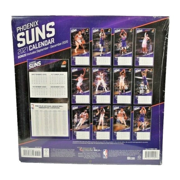 Turner Licensing NBA Phoenix Suns 16 Month 2021 Calendar (New) - Picture 2 of 2
